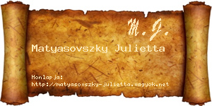 Matyasovszky Julietta névjegykártya